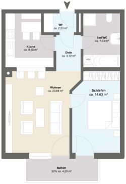 2-Zimmer-Wohnung Elsenfeld – Grundriss