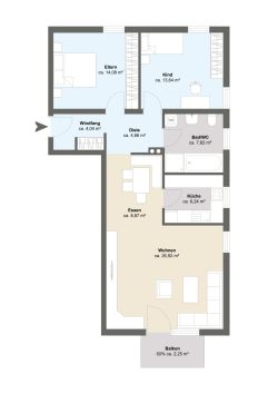 3-Zimmerwohnung Elsenfeld – Grundriss